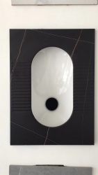 Rock slab marble effect water closet s-trap squatting pan bathroom ceramic squat toilet